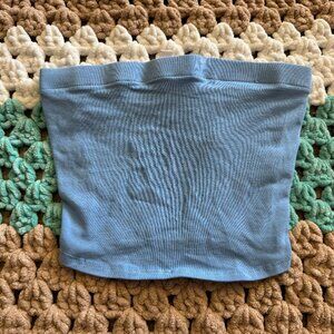 H&M Divided Baby Blue Tube Top Cropped Bandau Shirt Womans sz XS New NWT